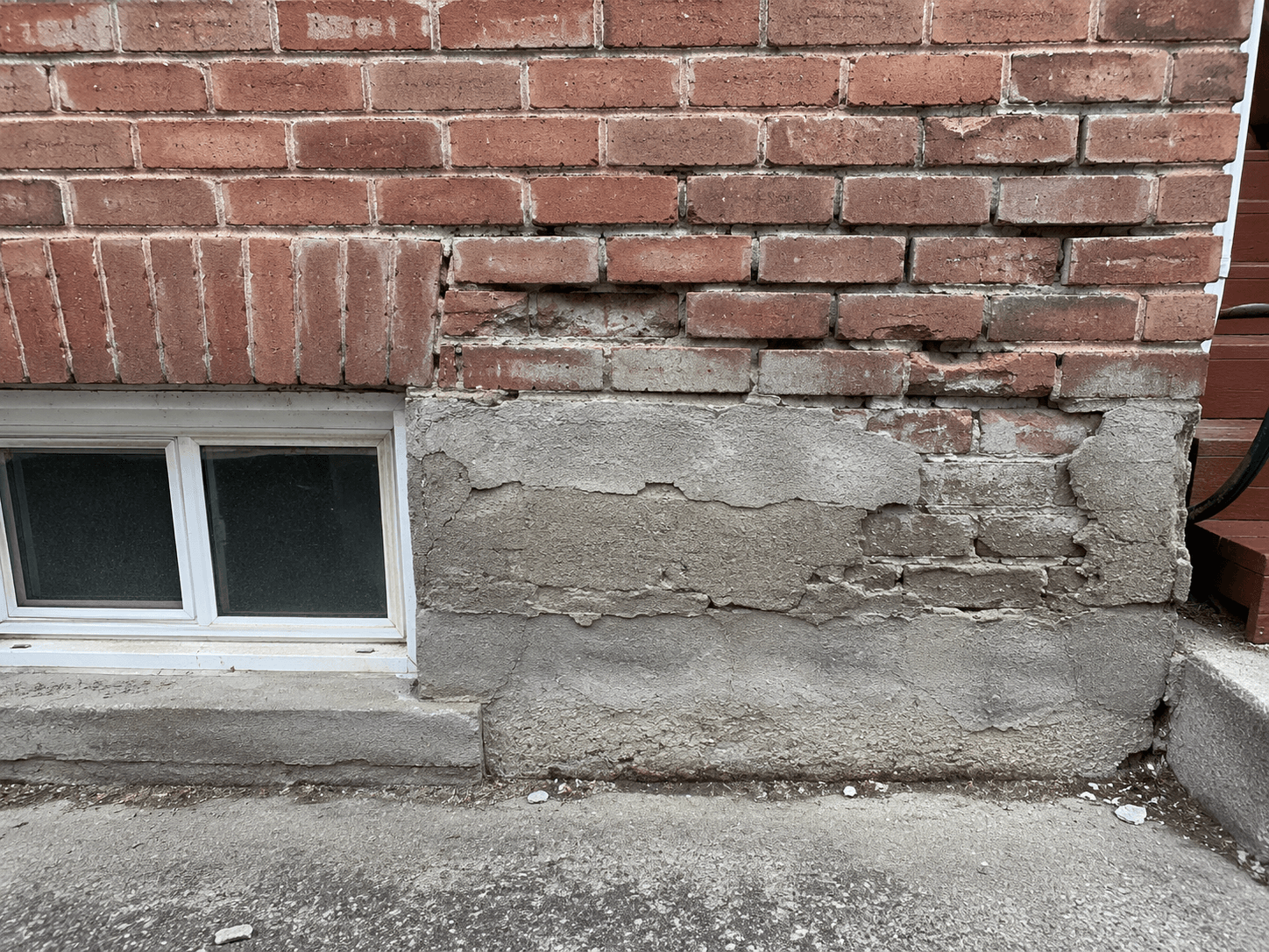 Masonry repair project in North York — before